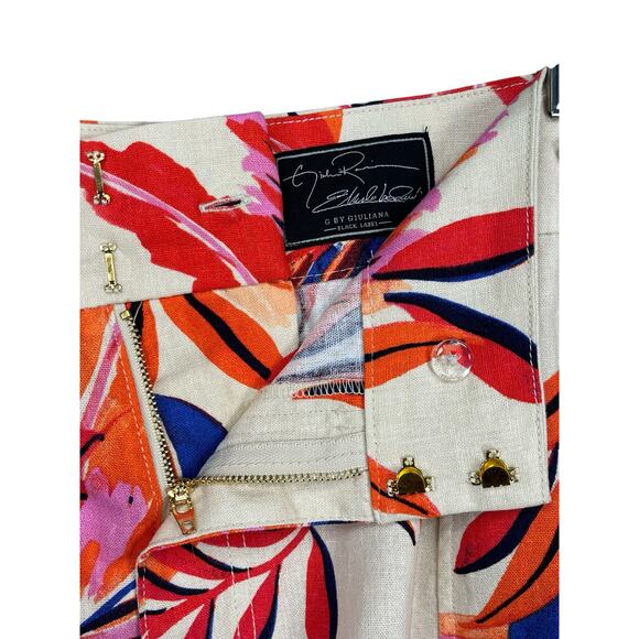 G by Giuliana‎ Linen Rayon Tropical Print High Waist Summer Resort Shorts 22 - Picture 5 of 7